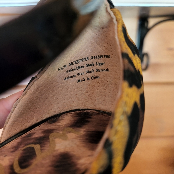 Sam Edelman 💜 Mckenna Leopard Platform Stilleto Ruched T-Strap Peep Heels 6.5 M - Picture 9 of 11